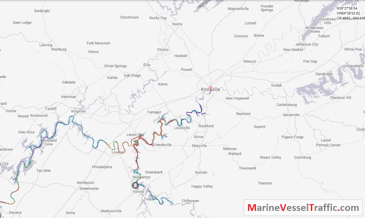 Live Marine Traffic, Density Map and Current Position of ships in TENNESSEE RIVER